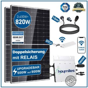 820W Set mit Hoymiles Wechselrichter, 10m Kabel mit Schukostecker, DTU-WLIte